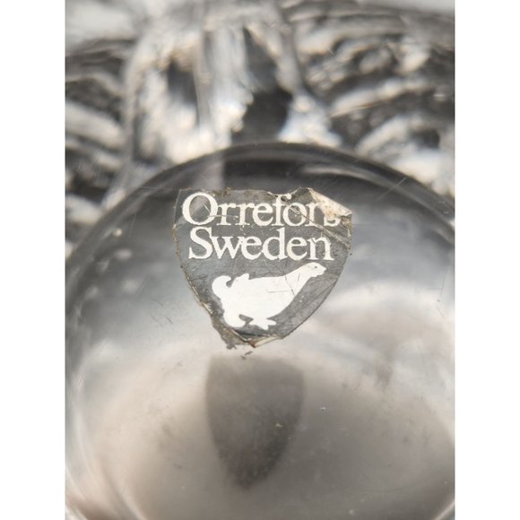 Orrefors Sweden Crystal Eden Leaf Fossil Candle Holder Signed Stickered EUC - Picture 5 of 6